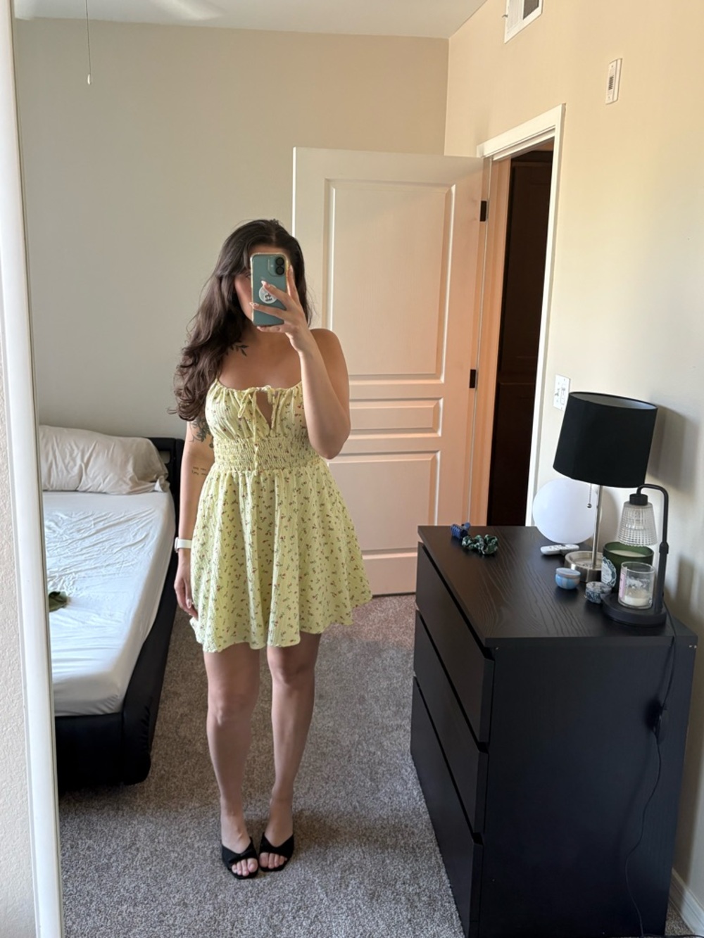 Yellow Floral Tie-Front Sundress